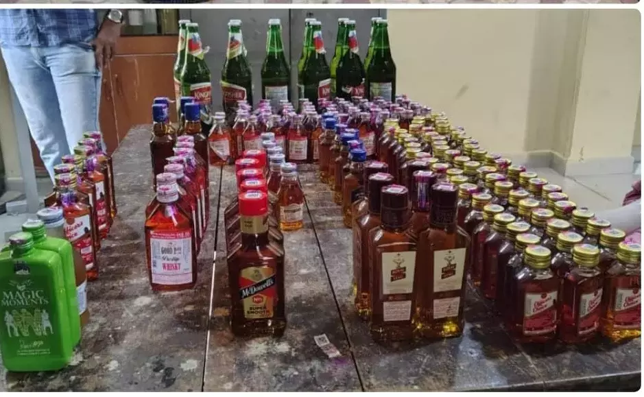 Ganja and Non-Duty Paid Liquor Seized in Manikonda; Two Arrested