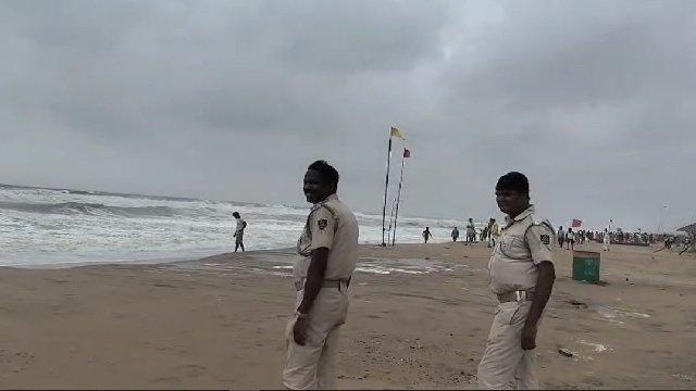 Puri Beach Sea Bathing Prohibited Due to Rough Conditions from Deep Depression