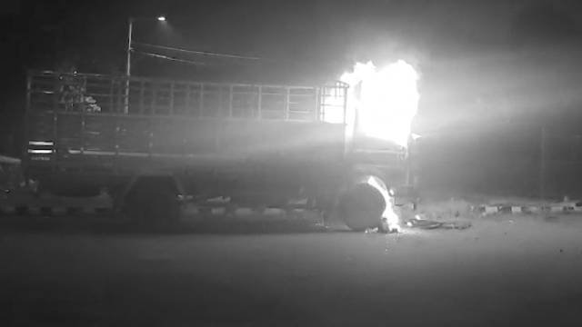 Truck Engulfed in Flames on Ekamra Kanan Road; Investigation Underway